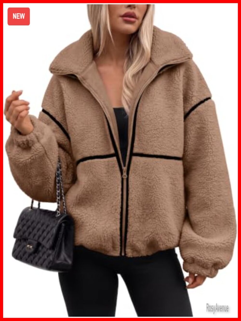 Oversized Sherpa Fleece Jacket Full Zip Up Coats